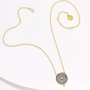 Freida Rothman Sterling Silver Goldclad Pave Disc Necklace NWT | 16"